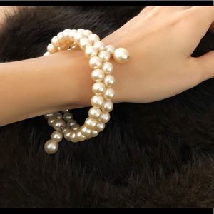 SOLD Ivory Color Round Natural Pearl Wrap Bracelet